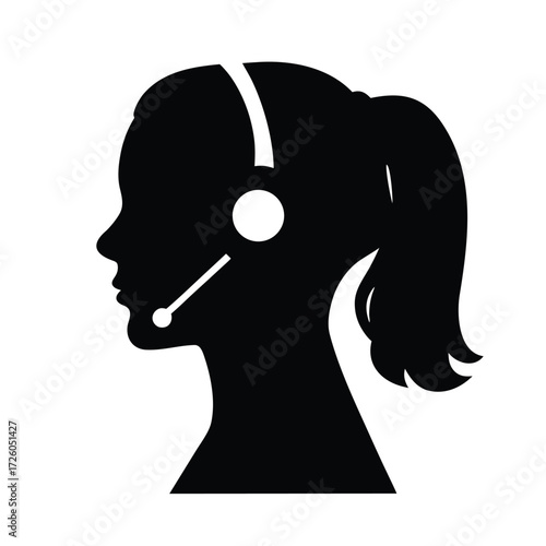 Customer service representative silhouette vector illustration call center agent headset icon