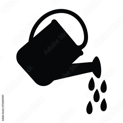 Watering can vector illustration for gardening and agriculture needs black and white clip art