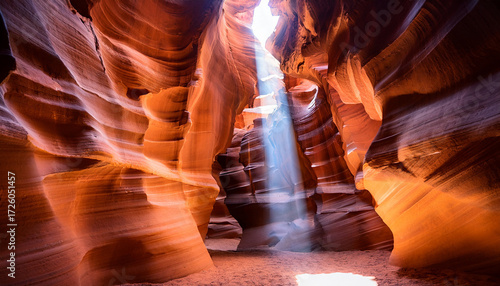 Light Beams At Upper Antelope Canyon In The Navajo Reservation Page Northern Arizona Famous Slot Canyon Rock Formation The Beams Rays Of Direct Sunlight Radiating Down From The Holes