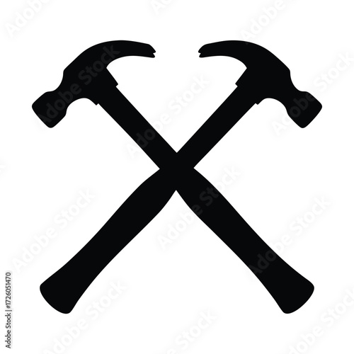 Crossed hammers construction carpentry tool symbol icon design vector graphic illustration image art