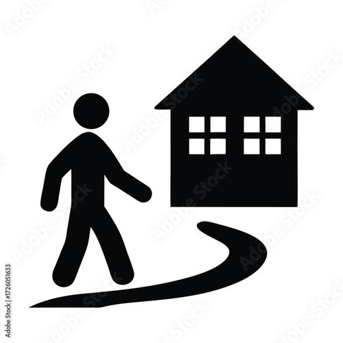 Person walking home eps vector image illustration icon symbol graphic design element stock art silhouette