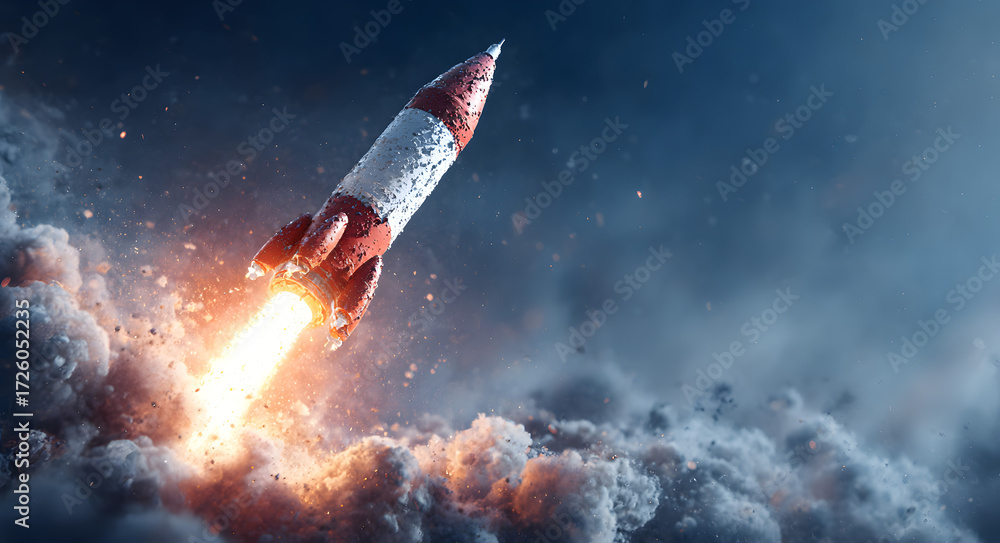 Naklejka premium Happy Bastille Day, French National Day 14 of July decoration background with firework rocket flag, copy space text, 3d rendering illustration