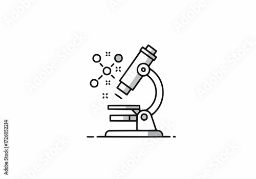 Microscope and molecules vector illustration science research laboratory discovery scalable