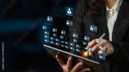 Fotografie Corporate org chart and team structure show hierarchy, team, and structure for c