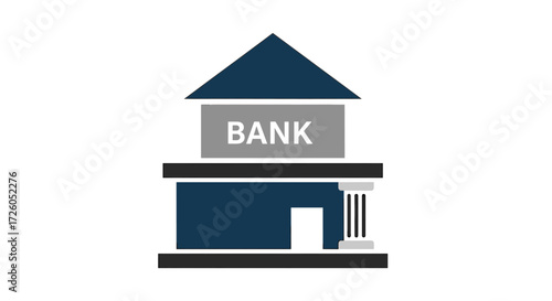 Modern bank building icon promotes financial security and trust, perfect for business and investment brochures or websites needing a professional touch