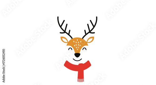 Cute cartoon reindeer with red scarf brings holiday cheer and whimsical charm for festive designs and joyful winter promotions this season