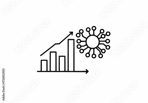 Virus outbreak impacting financial growth and business statistics vector illustration