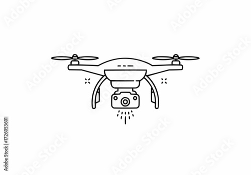 Hand drawn drone illustration for aerial photography and technology concepts