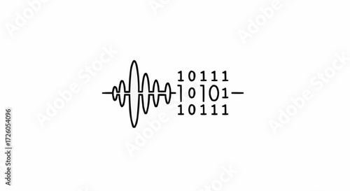 Digital signal waveform and binary code vector illustration for technology concepts