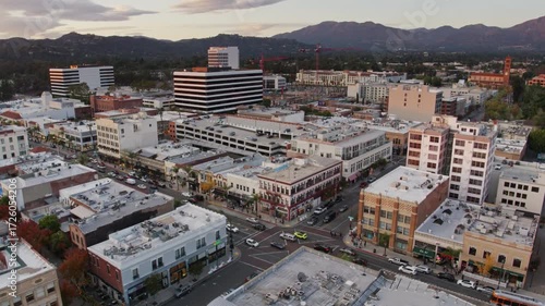 Wallpaper Mural Aerial view of downtown pasadena, california, with mountains in the background Torontodigital.ca