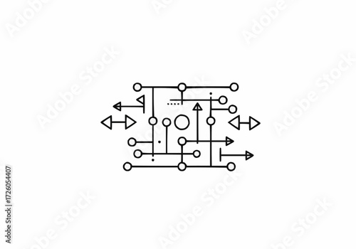 Abstract network connections flow chart diagram vector illustration