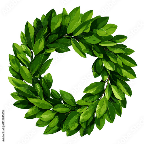 Bay Leaf Wreath Made of Fresh Green Leaves