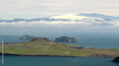 Vestmannaeyjar archipelago in iceland offers a stunning view of volcanic islands