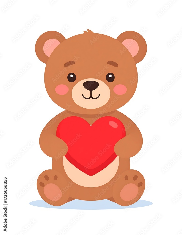 Obraz premium Cute teddy bear holding a heart