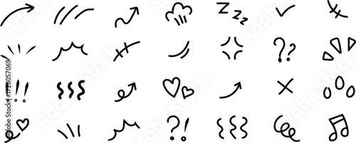 Set of Hand Drawn Doodle Symbols and Shape Icons for Design Elements