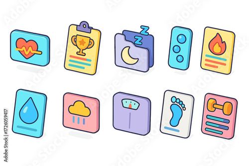 Fitness, health filled icon set. exercise, wellness, nutrition icons filled collection.