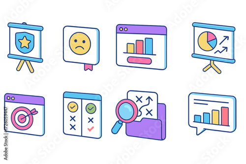 Business, marketing flat icon set. analytics, data visualization flat icon collection