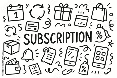 Subscription, e-commerce outline icon set. shopping, sale, retail icons outline collection
