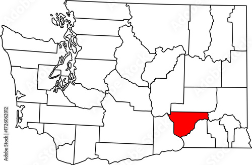 Detailed vector map of Washington State, USA, highlighting Franklin County. Ideal for data visualization and regional demographic reports.

