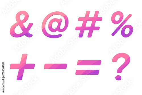 Italic Symbol Icons. Italic Symbols set of icons in gradient flat : italic ampersand, italic at symbol, italic hash, italic percent, italic plus,