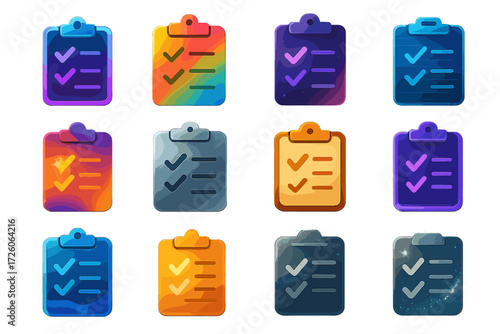 Radiant Audit Icons. Creative Audit Sheet Icons set of icons in gradient flat : neon glowing audit sheet, rainbow gradient audit file, cosmic glowing