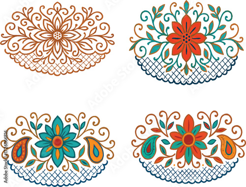 Delicate Artistry Symphony: Lacework Design Vector Illustration - Intricate Textile Poetry Woven With Timeless Elegant Beauty