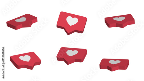 Social media notification icons. Like, comment, follow icons.