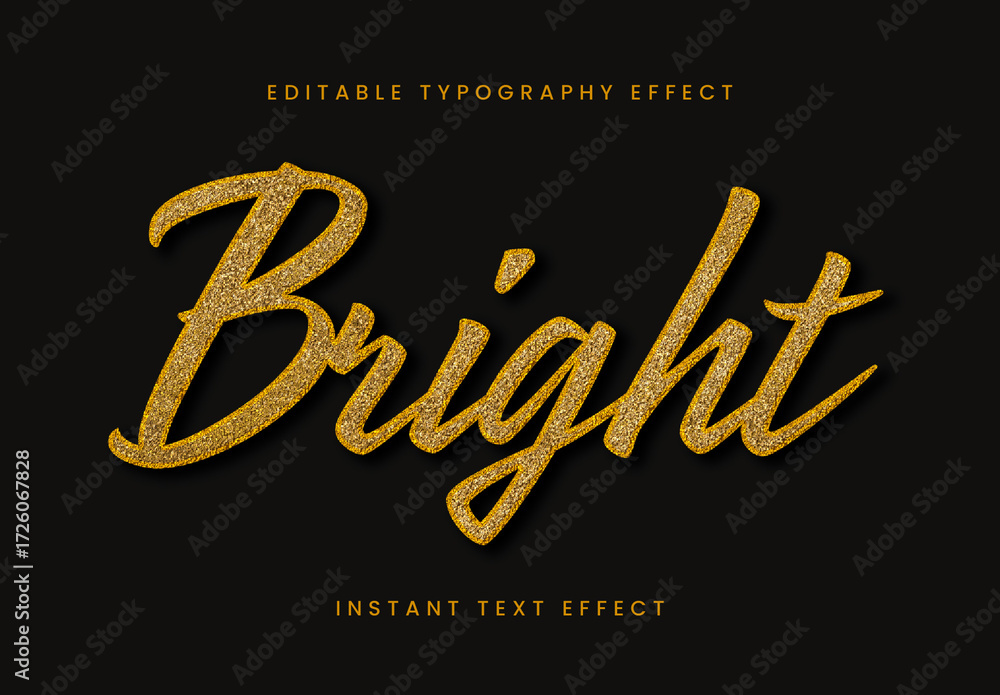 Gold Sparkly Glitter Text Effect Script Bright Font Stock Template ...