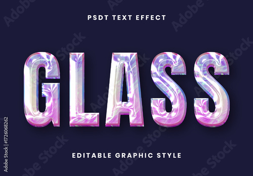 Colorful Holographic Texture Text Effect Glass Shiny 3d Font