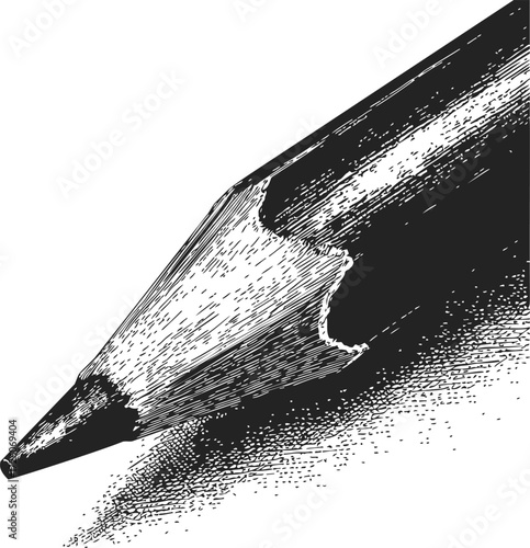 Pencil close up sketch, hand drawn detailed wood texture and shading — stock vector