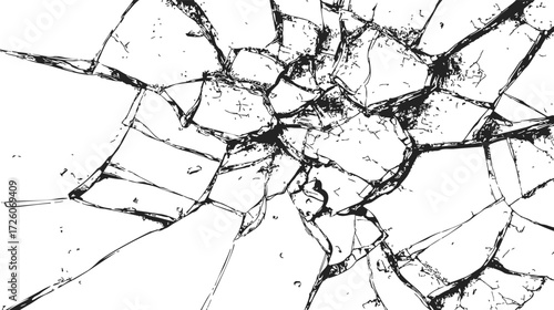 Broken glass sketch, hand drawn vector style with detailed shattered fragments — stock vector