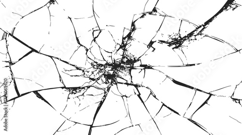 Broken glass sketch, hand drawn vector with detailed cracks on white — stock vector