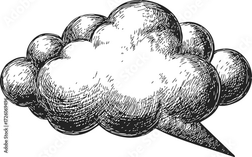 Speech bubble sketch hand drawn vintage comic style cloud shape — stock vector