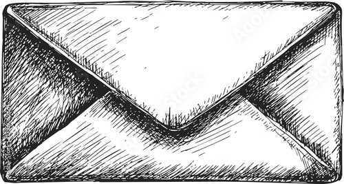 Envelope sketch hand drawn style with detailed shading — stock vector