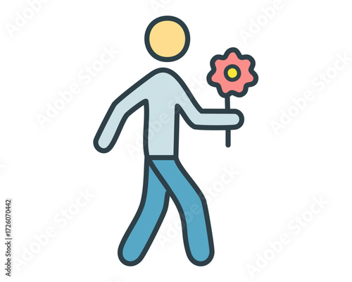 Person walking with flowers