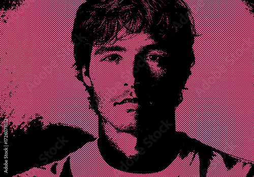 Pink And Black Vintage Comic Halftone Photo Effect