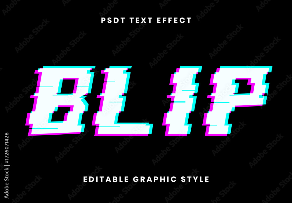 Purple and Blue Glitch Text Effect Distorted Pixel Font Stock Template ...
