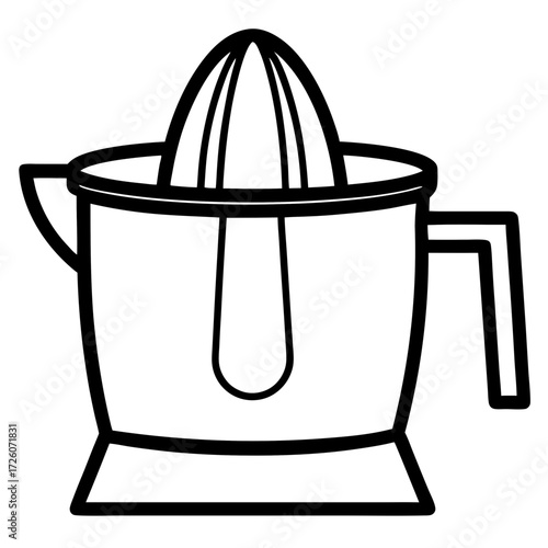 Simple black and white silhouette of a manual citrus juicer isolated on white background