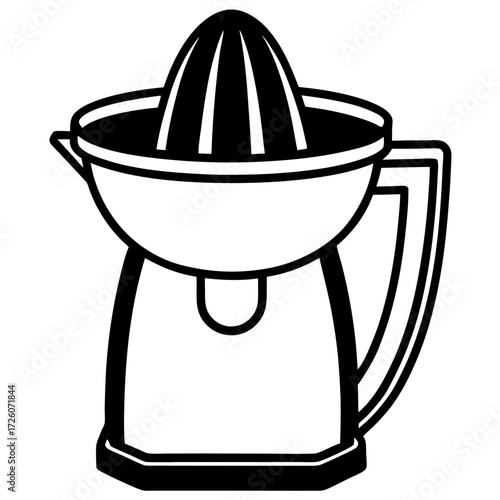 Black and white silhouette of a manual citrus juicer isolated on white background
