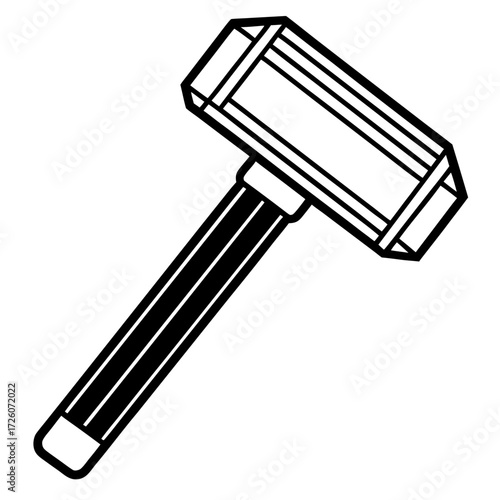 Stylized outline of thor s hammer mjolnir with a simple handle isolated on white background silhouette