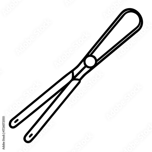 Black outline silhouette of surgical forceps or tongs isolated on white background