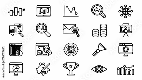 Data analysis seo analytics research marketing strategy business chart graph report creatd and generated with generative ai on transparent background