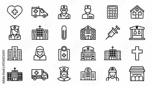 Healthcare hospital medical clinic nurse ambulance doctor medicine health cross care creatd and generated with generative ai on transparent background