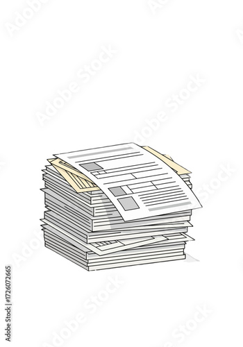 Flat Line Art Stack of Tax Accounting Documents