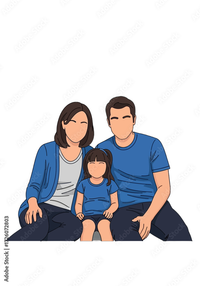 Fototapeta premium Minimalist Flat Design Vector of a Young Family