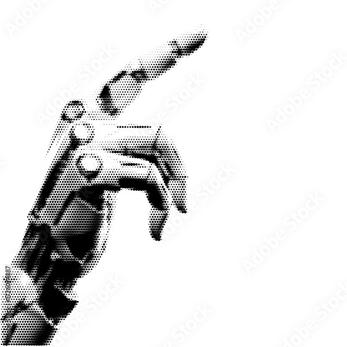 Robot hand vintage y2k halftone art, robot halftone stipple brutalist retro vector png with transparent background, bloom 2000s aesthetic photocopy effect tattoo