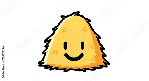 Joyful cartoon hay bale character with a big smile, perfect for autumn promotions and agricultural themes
