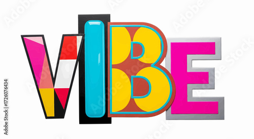 Modern groovy vibe word typography vector, illustration design