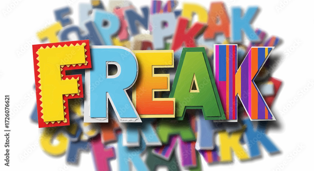 Fototapeta premium Colorful Freak word with alphabet background vector illustration