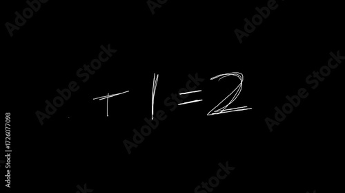 Scribble hand drawn math equation on black 